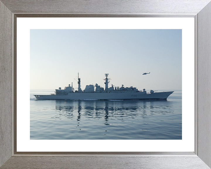 HMS Campbeltown (F86) Royal Navy Type 22 Frigate Starboard Beam Reflections Photo Print Wall Art Decor Posters, Prints, & Visual Artwork Hampshire Prints 10 x 8 Silver Frame Yes