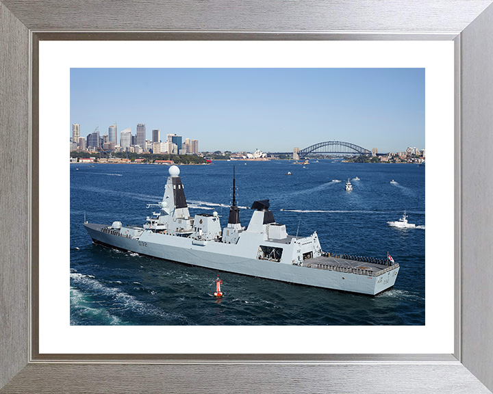 HMS Daring (D32) Royal Navy Type 45 Destroyer Sydney Harbour 2013 Photo Print Wall Art Decor Posters, Prints, & Visual Artwork Hampshire Prints 10 x 8 Silver Frame Yes