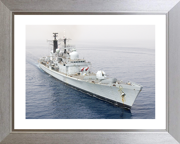 HMS Edinburgh (D97) Royal Navy Type 42 Destroyer High Starboard Bow View at sea Photo Print Wall Art Decor Posters, Prints, & Visual Artwork Hampshire Prints 10 x 8 Silver Frame Yes