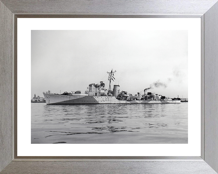 HMS Badsworth (L03) Royal Navy Hunt Class Destroyer Port Side View Photo Print Wall Art Decor Posters, Prints, & Visual Artwork Hampshire Prints 10 x 8 Silver Frame Yes