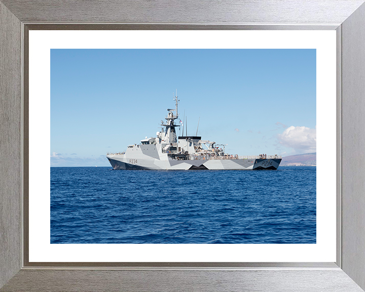 HMS Spey (P234) Photo Print - Honolulu 2021 - Royal Navy River Class Patrol Vessel Hampshire Prints 10 x 8 Silver Frame Yes