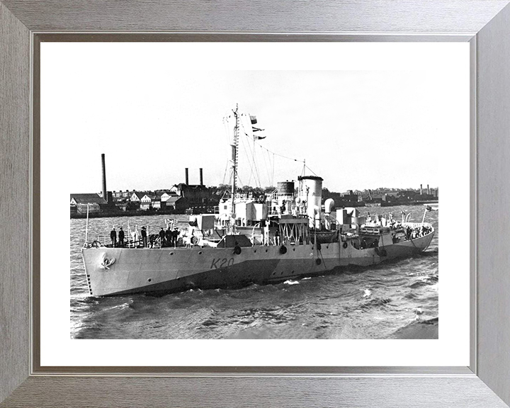 HMS Starwort (K20) Photo Print - At Sea 1942 - Royal Navy Flower Class Corvette Posters, Prints, & Visual Artwork Hampshire Prints 10 x 8 Silver Frame Yes