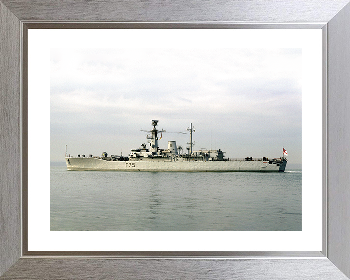 HMS Charybdis (F75) Royal Navy Leander Class Frigate Port Beam View Photo Print Wall Art Decor Posters, Prints, & Visual Artwork Hampshire Prints 10 x 8 Silver Frame Yes