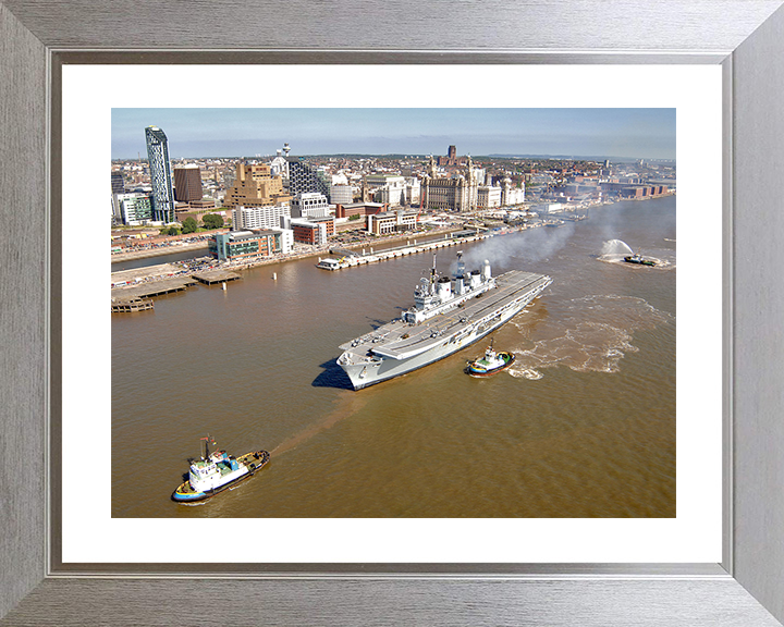 HMS Ark Royal (R07) Royal Navy Invincible Class Aircraft Carrier Departs Liverpool 2008 Photo Print Wall Art Decor Posters, Prints, & Visual Artwork Hampshire Prints 10 x 8 Silver Frame Yes