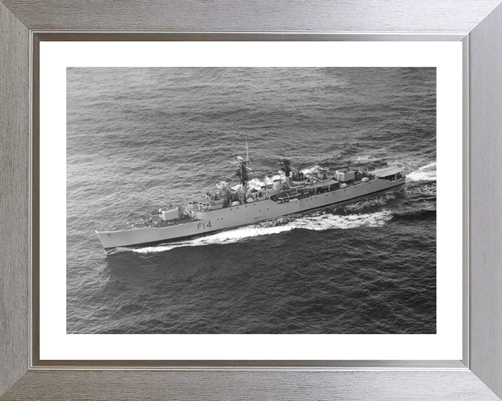 HMS Leopard (F14) Photo Print - Port Side View - Royal Navy Leopard Class Frigate Posters, Prints, & Visual Artwork Hampshire Prints 10 x 8 Silver Frame Yes
