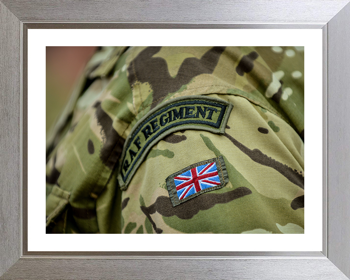RAF Regiment Shoulder Patches Photo Print - Royal Air Force Hampshire Prints 10 x 8 Silver Frame Yes