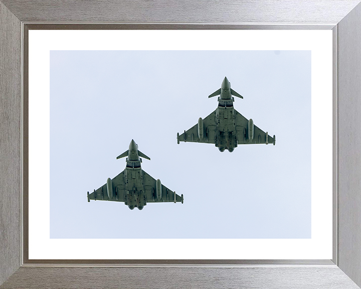 RAF Typhoons From Below Photo Print - Royal Air Force Aircraft Hampshire Prints 10 x 8 Silver Frame Yes