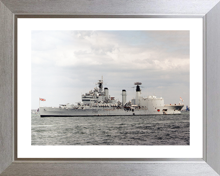 HMS Blake (C99) Royal Navy Tiger Class Light Cruiser At Anchor Photo Print Wall Art Decor Posters, Prints, & Visual Artwork Hampshire Prints 10 x 8 Silver Frame Yes
