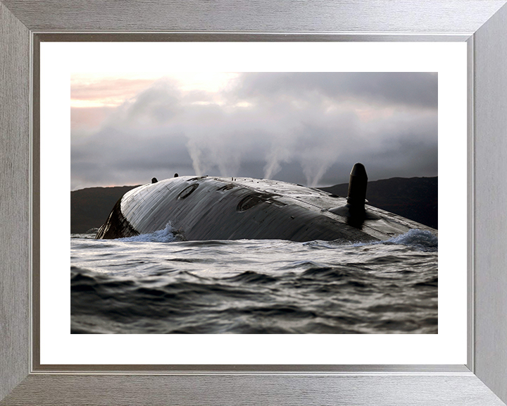 HMS Talent (S92) Photo Print - surfacing 2009 - Royal Navy Trafalgar Class Submarine Hampshire Prints 10 x 8 Silver Frame Yes