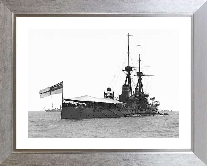 HMS Temeraire (1907) Photo Print - Spithead 1909 - Royal Navy Bellerophon Class Battleship Hampshire Prints 10 x 8 Silver Frame Yes