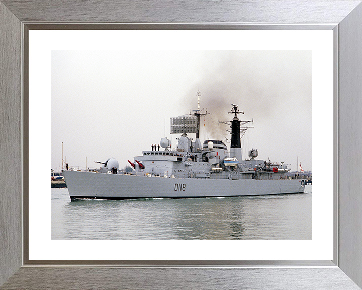 HMS Coventry (D118) Royal Navy Type 42 Destroyer Leaving Harbour Photo Print Wall Art Decor Posters, Prints, & Visual Artwork Hampshire Prints 10 x 8 Silver Frame Yes