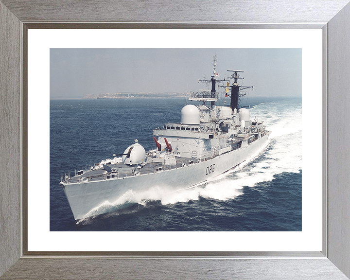 HMS Birmingham (D86) Royal Navy Type 42 Destroyer Port Bow View Photo Print Wall Art Decor Posters, Prints, & Visual Artwork Hampshire Prints 10 x 8 Silver Frame Yes
