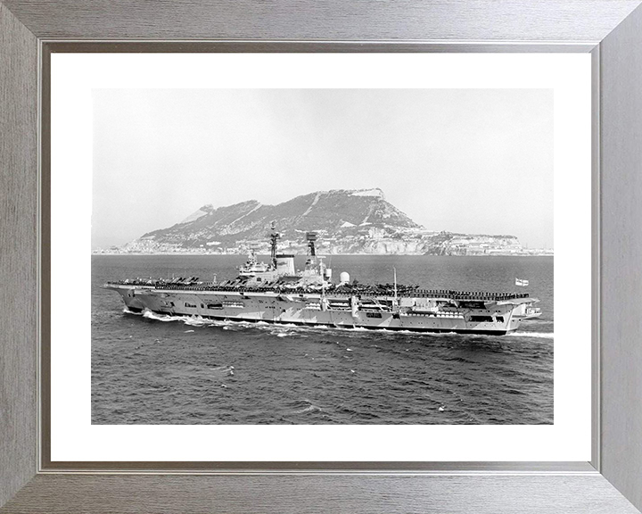 HMS Ark Royal (R09) Royal Navy Audacious Class Aircraft Carrier Off Gibraltar Photo Print Wall Art Decor Posters, Prints, & Visual Artwork Hampshire Prints 10 x 8 Silver Frame Yes