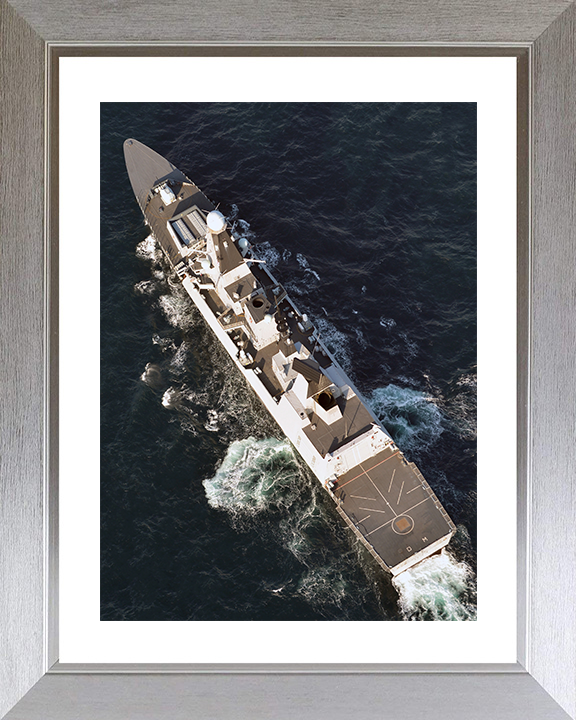 HMS Diamond (D34) Royal Navy Type 45 Destroyer From Above Photo Print Wall Art Decor Posters, Prints, & Visual Artwork Hampshire Prints 10 x 8 Silver Frame Yes