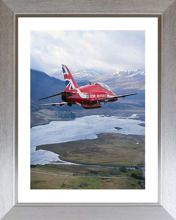 RAF Red Arrows Hawk Jet over Lossiemouth 2024 Photo Print - Royal Air Force Aircraft Posters, Prints, & Visual Artwork Hampshire Prints 10 x 8 Silver Frame Yes