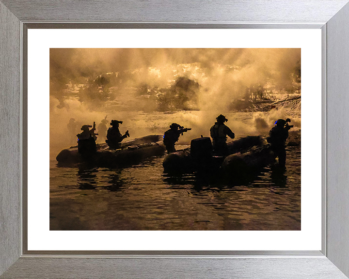 Royal Marines beach assault at Night live firing Photo Print 30 Commando Wall Art Military Decor UK Posters, Prints, & Visual Artwork Hampshire Prints 10 x 8 Silver Frame Yes