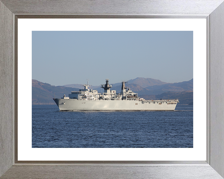 HMS Albion (L14) Royal Navy Albion Class Amphibious Ship Port Beam View Photo Print Wall Art Naval Decor Posters, Prints, & Visual Artwork Hampshire Prints 10 x 8 Silver Frame Yes
