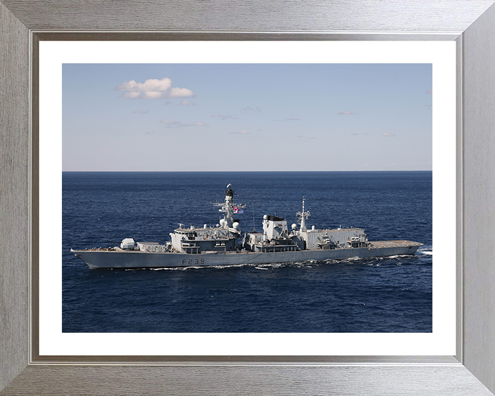 HMS Richmond (F239) Photo Print - Port Beam View - Royal Navy Type 23 Frigate Hampshire Prints 10 x 8 Silver Frame Yes