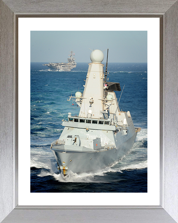 HMS Daring (D32) Photo Print - With USS Carl Vinson 2012 - Royal Navy Type 45 Destroyer Posters, Prints, & Visual Artwork Hampshire Prints 10 x 8 Silver Frame Yes