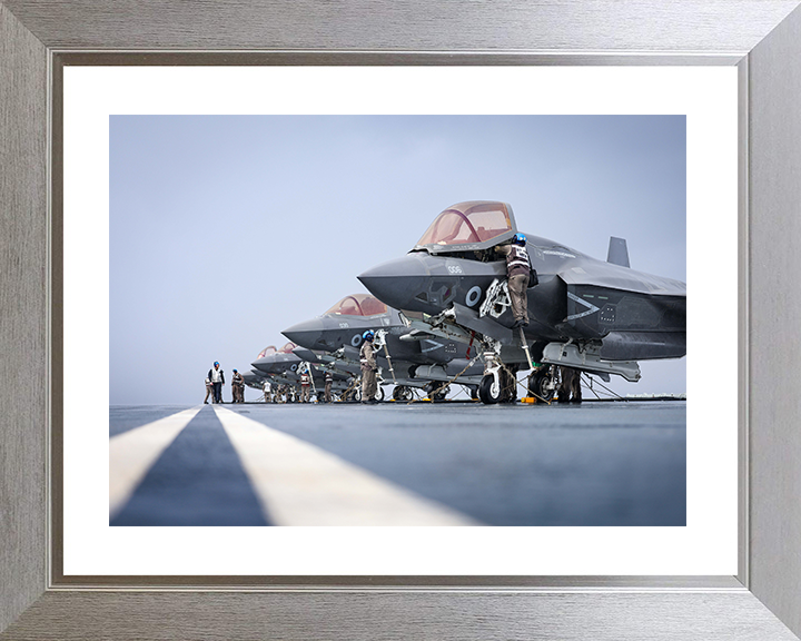 F-35 Lightening Jets preparing for Taking Off 2025 Photo Print - Royal Navy Aircraft Hampshire Prints 10 x 8 Silver Frame Yes