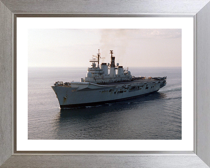 HMS Illustrious (R06) Photo Print - At Sea 1998 - Royal Navy Invincible Class Aircraft Carrier Hampshire Prints 10 x 8 Silver Frame Yes