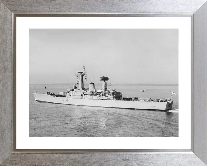 HMS Ajax (F114) Royal Navy Leander Class Frigate Photo Print Warship Wall Art Posters, Prints, & Visual Artwork Hampshire Prints 10 x 8 Silver Frame Yes