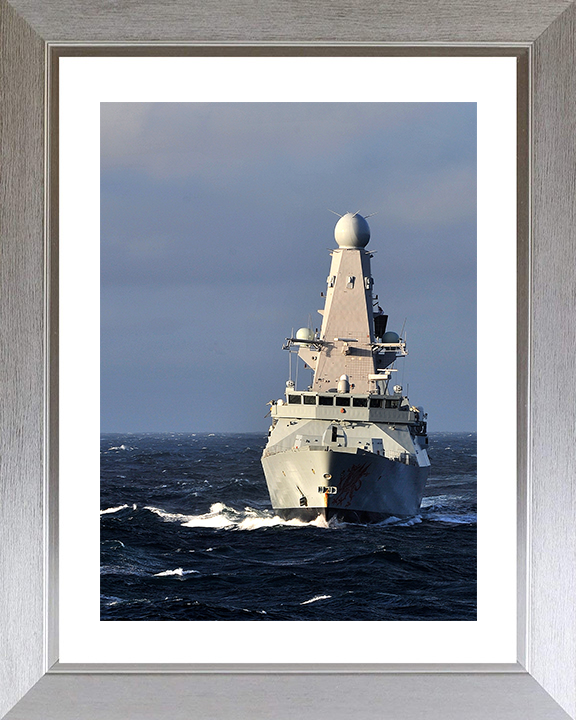 HMS Dragon (D35) Royal Navy Type 45 Destroyer Bow View Portrait Photo Print Wall Art Decor Posters, Prints, & Visual Artwork Hampshire Prints 10 x 8 Silver Frame Yes
