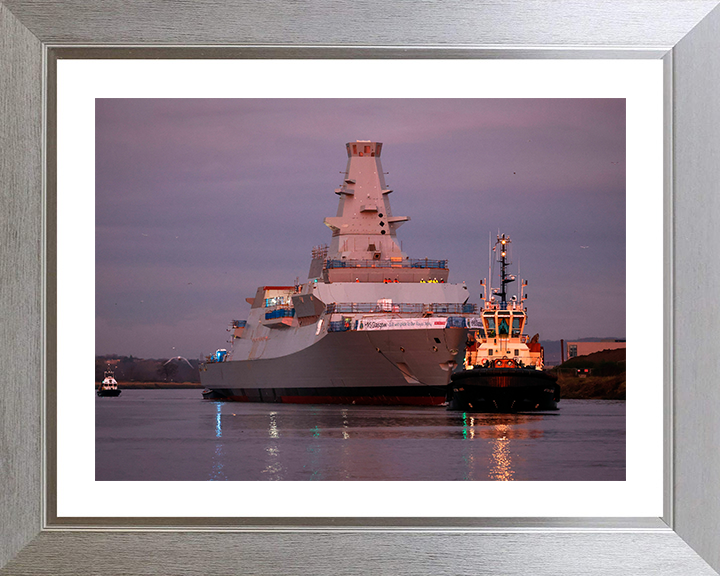 HMS Glasgow (F88) Photo Print - Scotstoun Shipyard - Royal Navy Type 26 Frigate Hampshire Prints 10 x 8 Silver Frame Yes