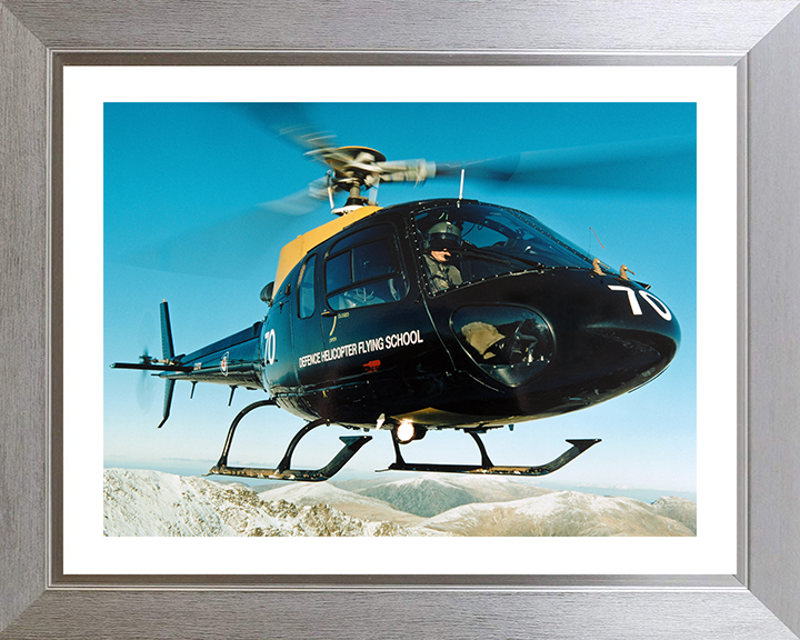 RAF Squirrel training helicopter over Wales Photo Print - Royal Air Force Aircraft Hampshire Prints 10 x 8 Silver Frame Yes