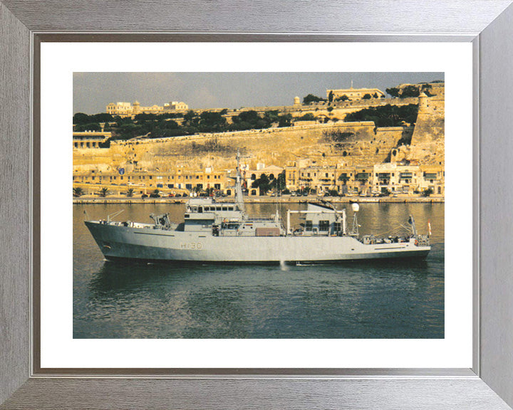 HMS Roebuck (H130) Photo Print - Valletta Malta - Royal Navy Coastal Survey Vessel Hampshire Prints 10 x 8 Silver Frame Yes