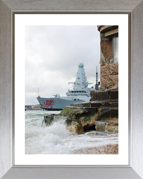 HMS Dragon (D35) Royal Navy Type 45 Destroyer Round Tower 2026 Photo Print Wall Art Decor Posters, Prints, & Visual Artwork Hampshire Prints 10 x 8 Silver Frame Yes