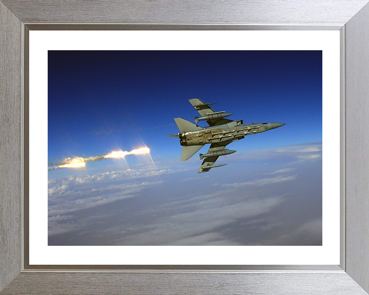 RAF Tornado F3 Firling Flares Photo Print - Royal Air Force Aircraft Hampshire Prints 10 x 8 Silver Frame Yes