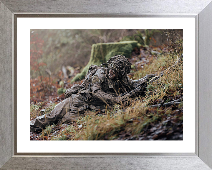 British Army Soldier Officer Cadet in the Field Photo Print Wall Art Military Decor Posters, Prints, & Visual Artwork Hampshire Prints 10 x 8 Silver Frame Yes