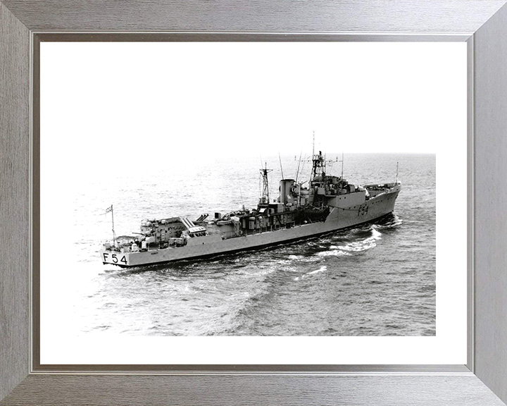 HMS Hardy (F54) Photo Print - Underway 1956 - Royal Navy Blackwood Class Frigate Posters, Prints, & Visual Artwork Hampshire Prints 10 x 8 Silver Frame Yes