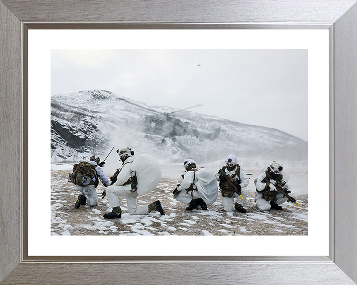 Royal Marines With Wildcat Helicopter in Norway Photo Print 40 Commando Wall Art Military Decor Posters, Prints, & Visual Artwork Hampshire Prints 10 x 8 Silver Frame Yes