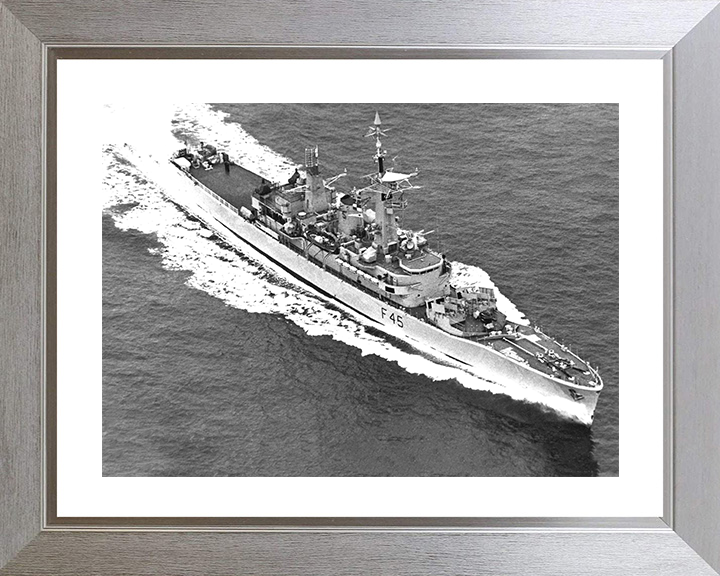 HMS Minerva (F45) Photo Print - at sea - Royal Navy Leander Class Frigate Posters, Prints, & Visual Artwork Hampshire Prints 10 x 8 Silver Frame Yes