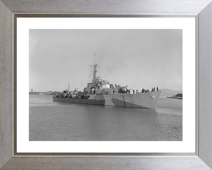 HMS Wrangler (R48) Photo Print - At Anchor 1944 - Royal Navy W Class Destroyer Hampshire Prints 10 x 8 Silver Frame Yes