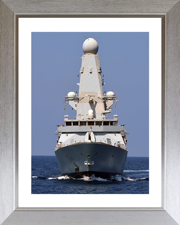 HMS Diamond (D34) Royal Navy Type 45 Destroyer Low Bow View Photo Print Wall Art Decor Posters, Prints, & Visual Artwork Hampshire Prints 10 x 8 Silver Frame Yes