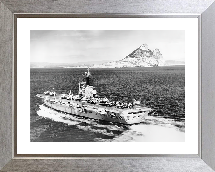 HMS Centaur (R06) Royal Navy Centaur Class Carrier Port Quarter View Photo Print Wall Art Decor Posters, Prints, & Visual Artwork Hampshire Prints 10 x 8 Silver Frame Yes