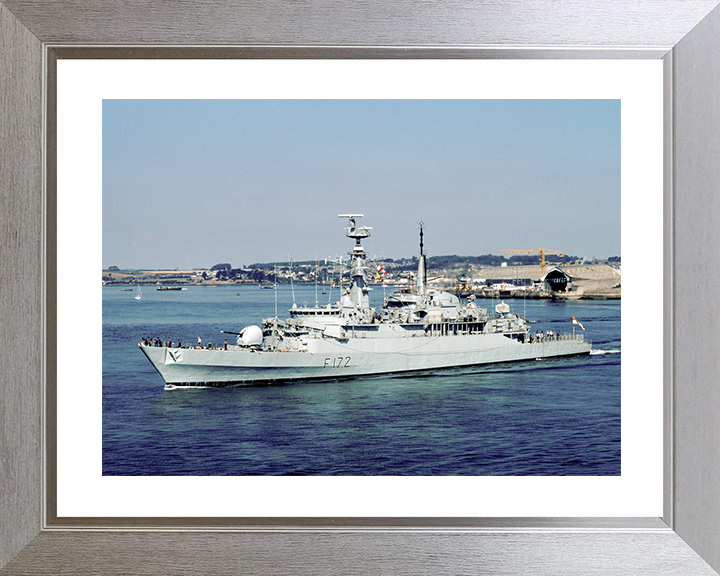 HMS Ambuscade (F172) Royal Navy Type 21 Frigate Leaving Harbour Photo Print Wall Art Decor Posters, Prints, & Visual Artwork Hampshire Prints 10 x 8 Silver Frame Yes