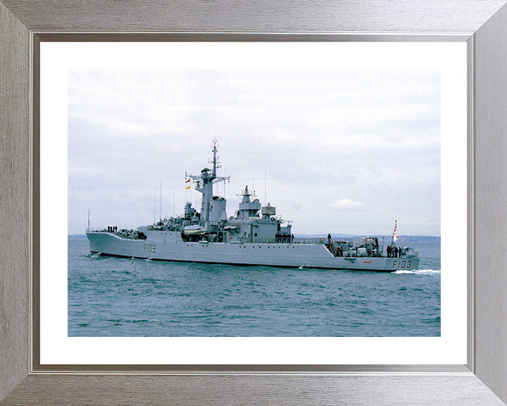 HMS Lowestoft (F103) Photo Print - Port Side View - Royal Navy Rothesay Class Frigate Hampshire Prints 10 x 8 Silver Frame Yes