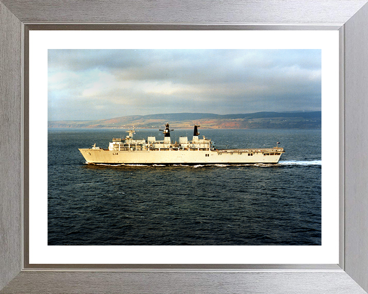 HMS Albion (L14) Photo Print - During Trials 2002 - Royal Navy Albion Class Amphibious Ship Posters, Prints, & Visual Artwork Hampshire Prints 10 x 8 Silver Frame Yes