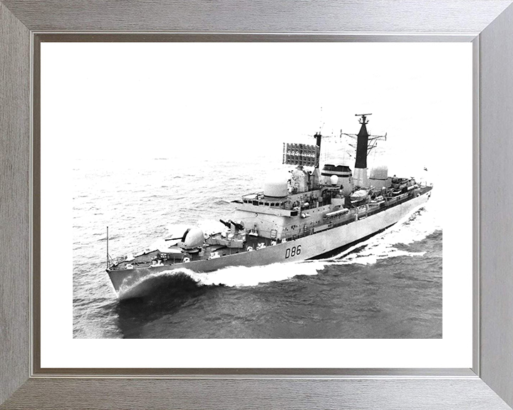 HMS Birmingham (D86) Royal Navy Type 42 Destroyer High Port Bow View Photo Print Wall Art Decor Posters, Prints, & Visual Artwork Hampshire Prints 10 x 8 Silver Frame Yes