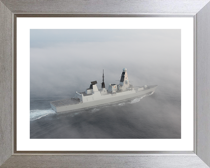 HMS Diamond (D34) Royal Navy Type 45 Destroyer In Fog Photo Print Wall Art Decor Posters, Prints, & Visual Artwork Hampshire Prints 10 x 8 Silver Frame Yes