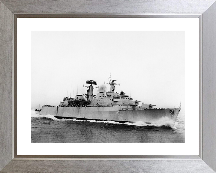 HMS Devonshire (D02) Photo Print - Underway 1963 - Royal Navy County Class Destroyer Posters, Prints, & Visual Artwork Hampshire Prints 10 x 8 Silver Frame Yes