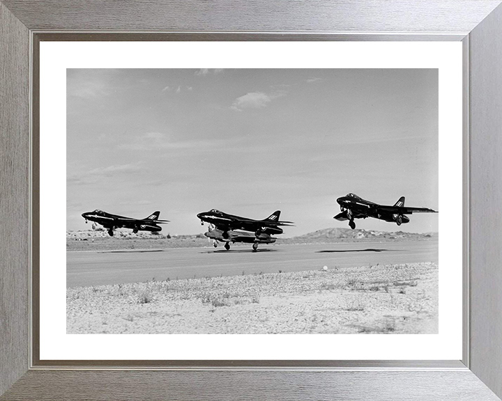 RAF Hunter F6s fighter aircraft Akrotiri 1961 Photo Print - Royal Air Force Aircraft Hampshire Prints 10 x 8 Silver Frame Yes