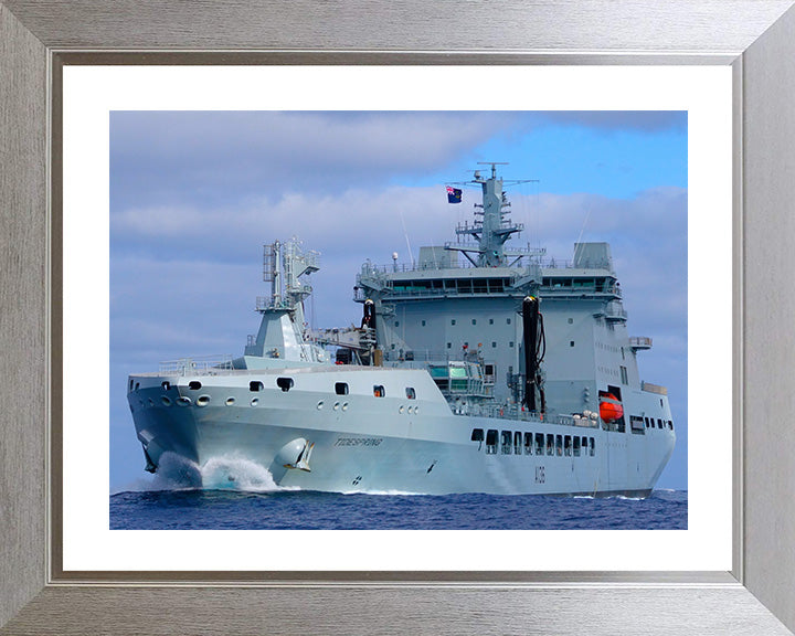 RFA Tidespring (A136) Photo Print - Port Bow View at Sea - Royal Fleet Auxiliary Tide Class Tanker Hampshire Prints 10 x 8 Silver Frame Yes