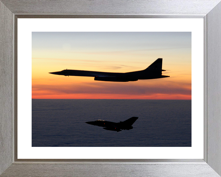 RAF Tornado F3 escorts a Russian TU-160 Blackjack aircraft Photo Print - Royal Air Force Aircraft Posters, Prints, & Visual Artwork Hampshire Prints 10 x 8 Silver Frame Yes