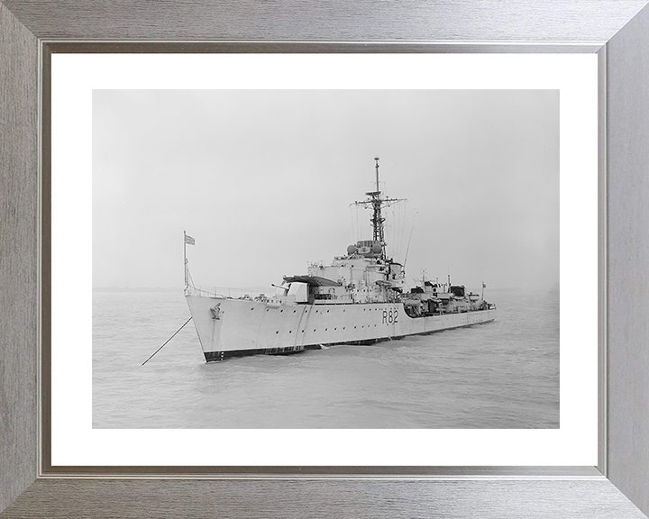 HMS Creole (R82) Royal Navy C Class Destroyer At Anchor Photo Print Wall Art Decor Posters, Prints, & Visual Artwork Hampshire Prints 10 x 8 Silver Frame Yes
