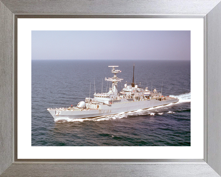 HMS Ardent (F184) Royal Navy Type 21 Frigate High Port Side View Photo Print Wall Art Decor Posters, Prints, & Visual Artwork Hampshire Prints 10 x 8 Silver Frame Yes